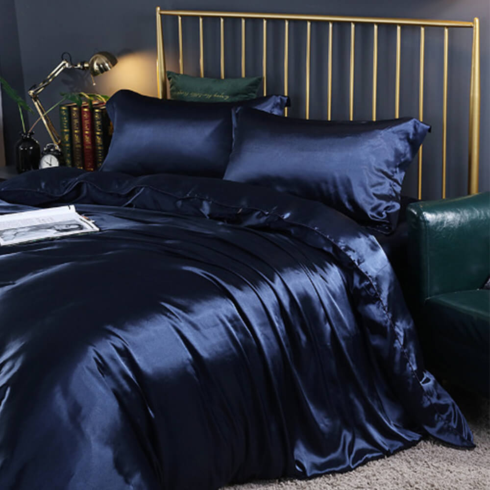 Luxurious Cooling Glossy Double-Sided Satin Bed Sheet Set