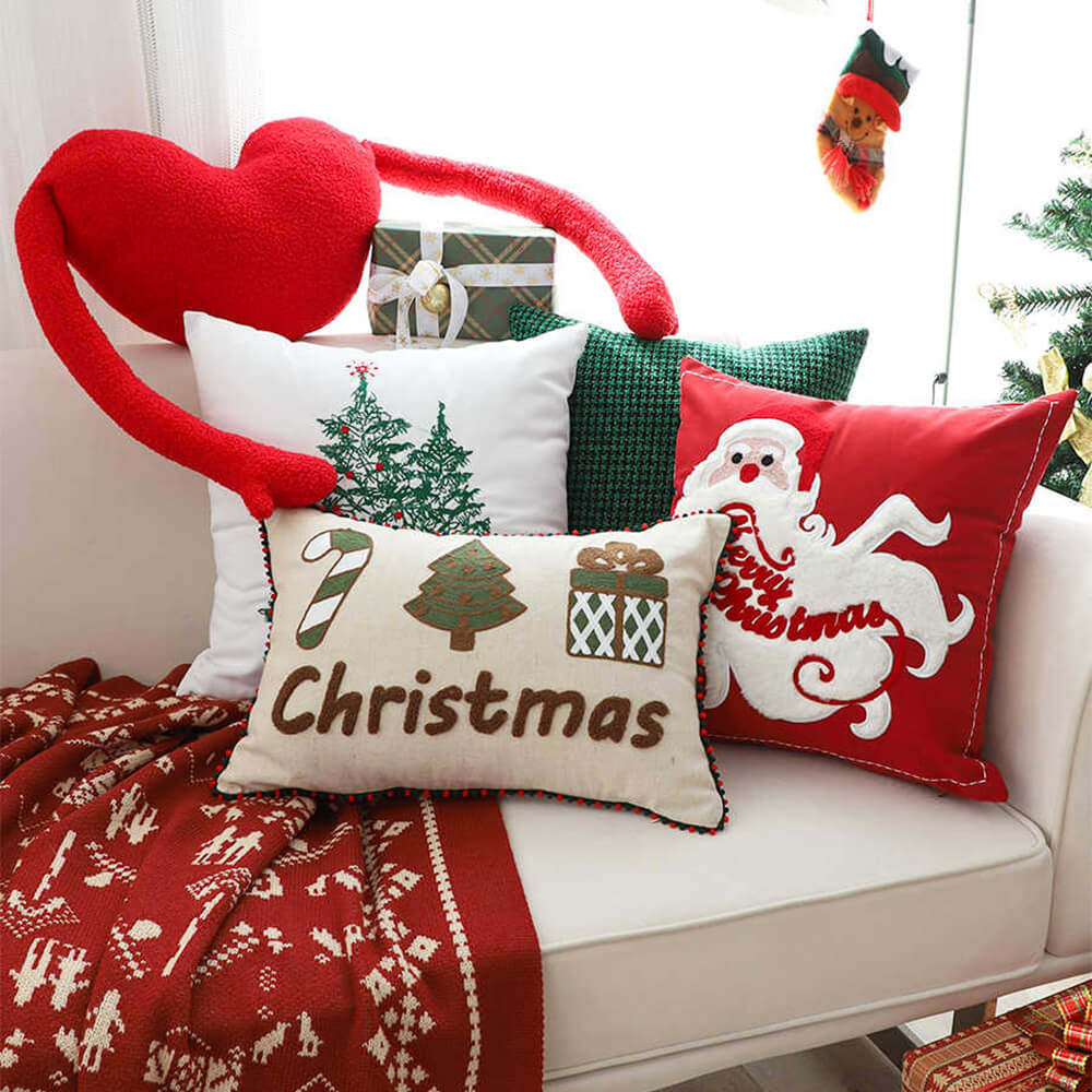 Merry Christmas Holiday Decorative Lumbar Home Sofa Pillow