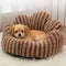 Petal-Shaped Striped Plush Pet Sofa Bed