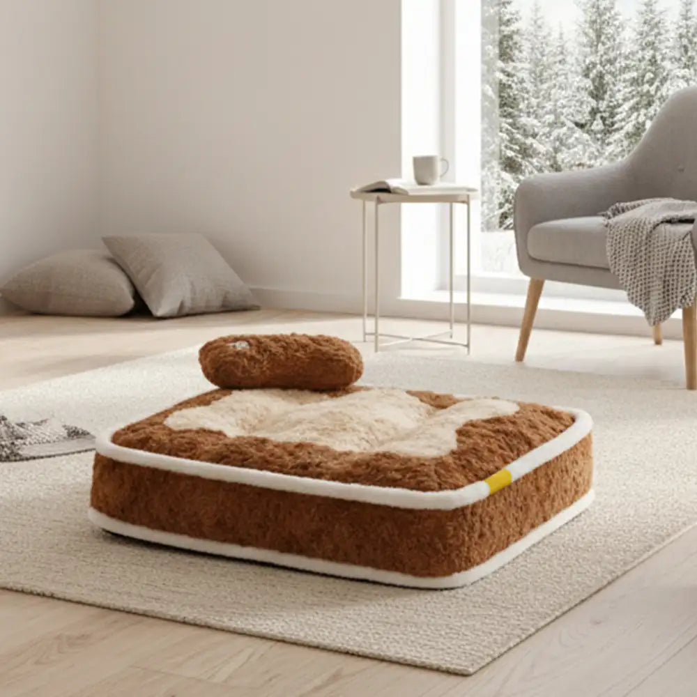 Plush Color-Blocked Creative Bolster Pet Bed