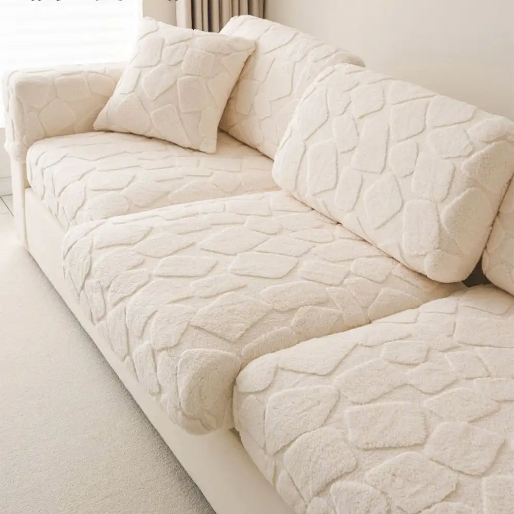 Plush Stone-Shaped Creative Texture Stretch Universal Fully Fitted Couch Cover