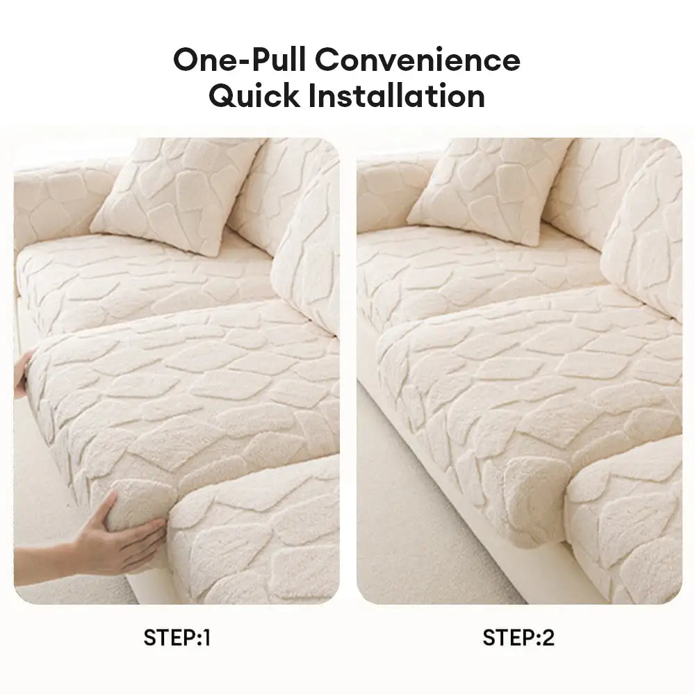 Plush Stone-Shaped Creative Texture Stretch Universal Fully Fitted Couch Cover