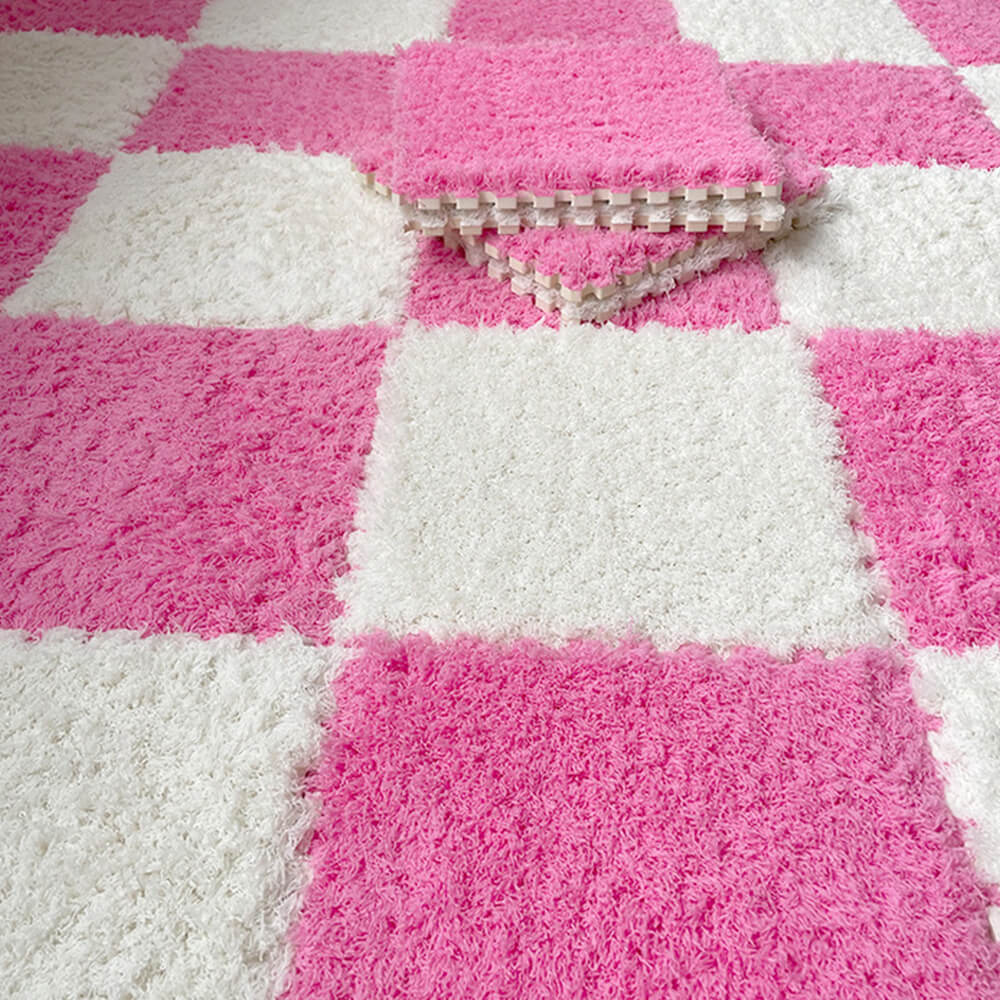 Bedroom Fluffy Washable Interlocking Kids Play Area Rug