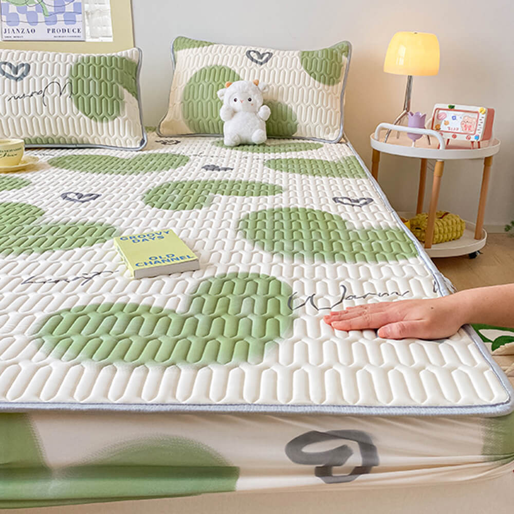 Soft Printed Cooling Quilted Latex Fitted Sheet Mattress Cover