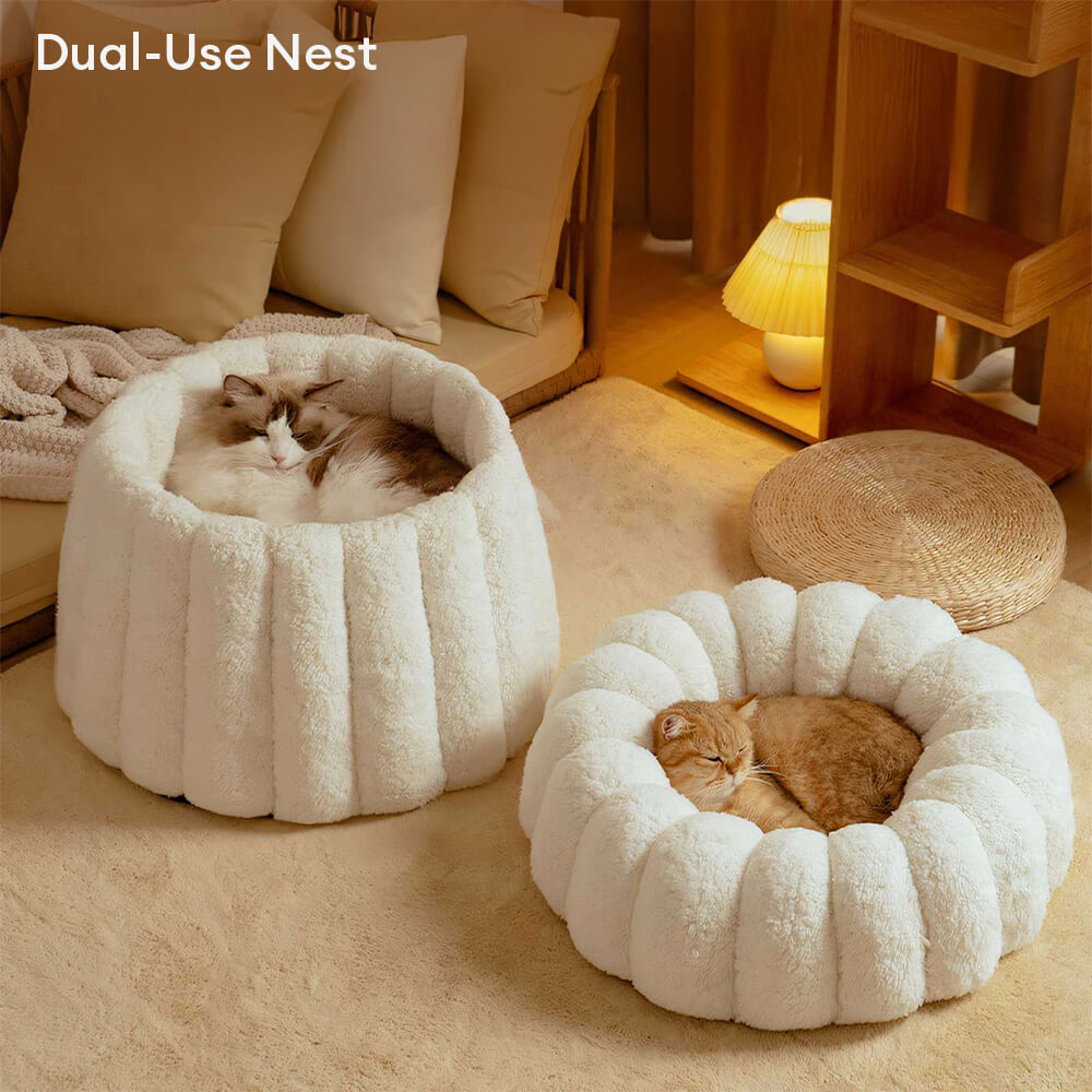 Warm Skin-Friendly Full Support Multi-Purpose Semi-Enclosed Cat Bed