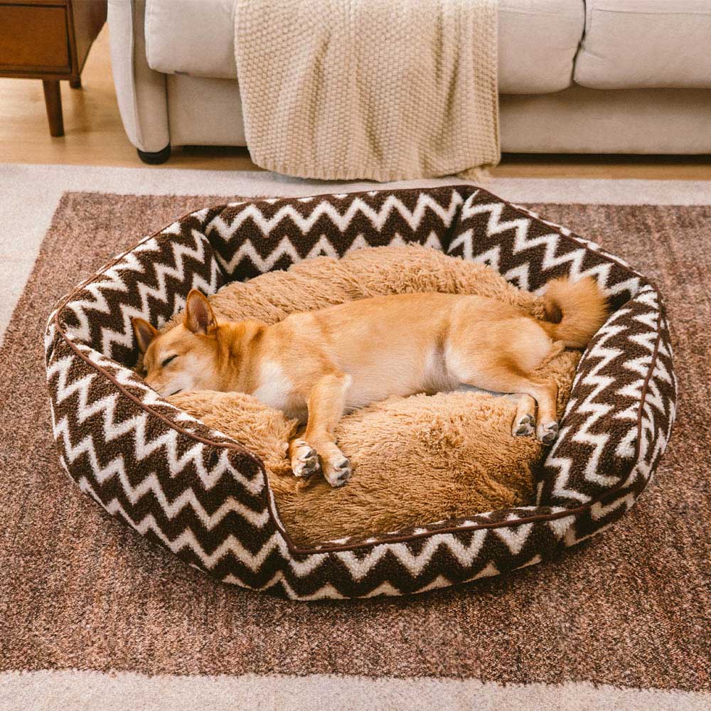 Plush Retreat Chevron Dog Bed-The Warm Hugger