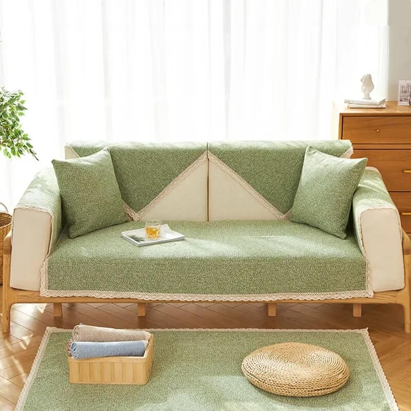 Hand-woven Cotton Linen Non-slip Couch Cover for All Seasons