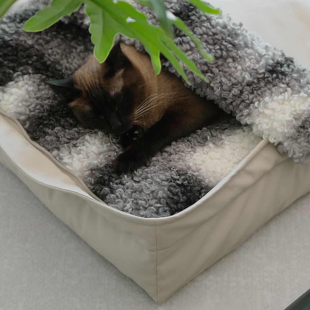 Multifunctional Faux Lambswool & Leather Pet Nest Dog Bed