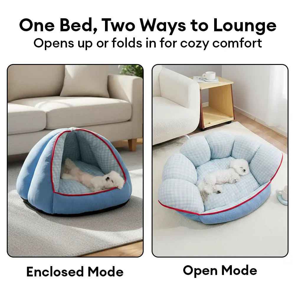 Multifunctional Semi-Enclosed Cave Dog Bed Warming Pet Bed