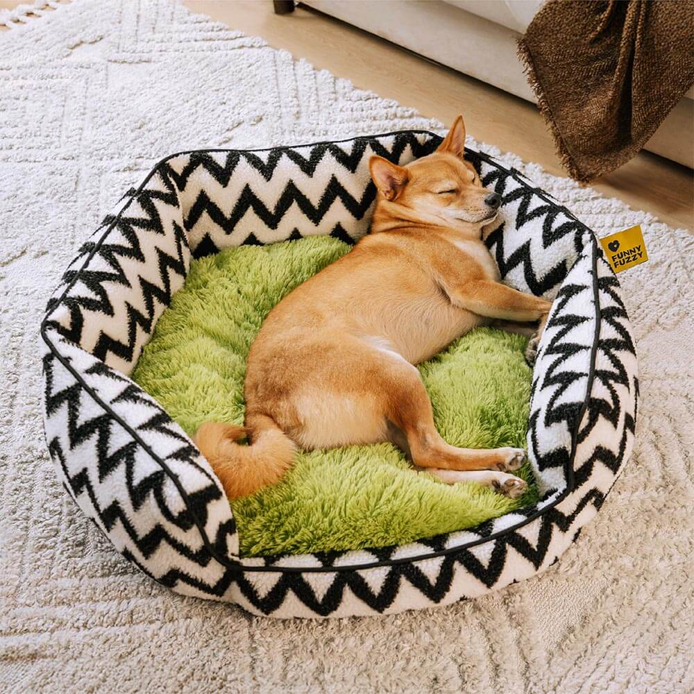 Plush Retreat Chevron Dog Bed-The Warm Hugger