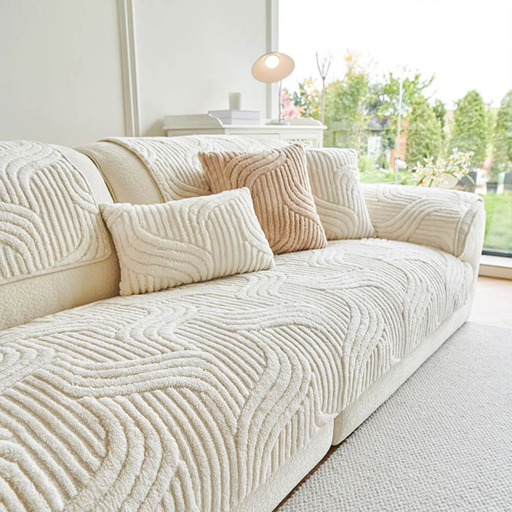 Modern Geometric Soft Plush Non-slip Sofa Protector Couch Cover