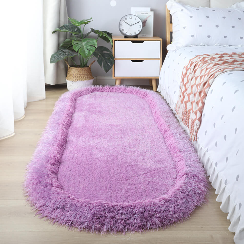 Oval Fluffy Thickened Living Room Rug Bedside Shaggy Rug