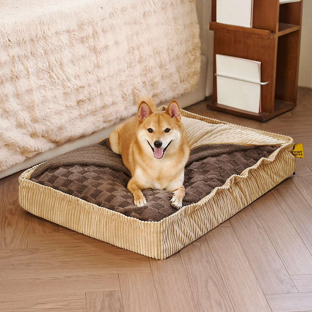 Fluffy Warm Detachable Orthopedic Dog Bed- Checker Cocoon