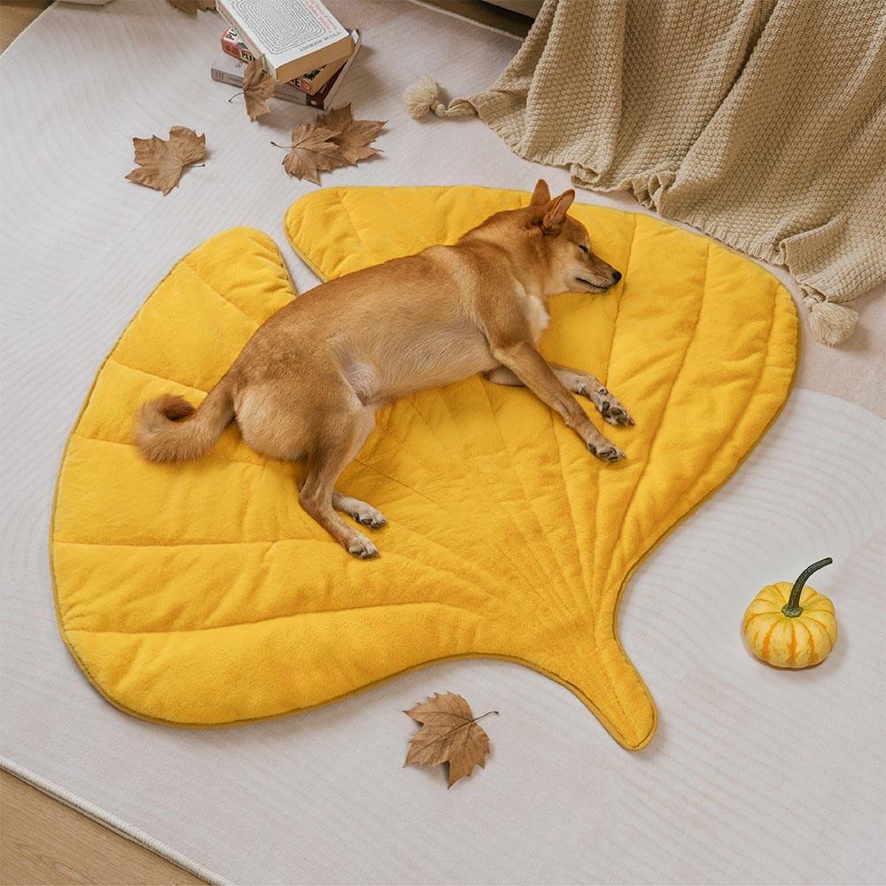 Plush Leaf-Shaped Washable Dog Mat-The Leaf Collector