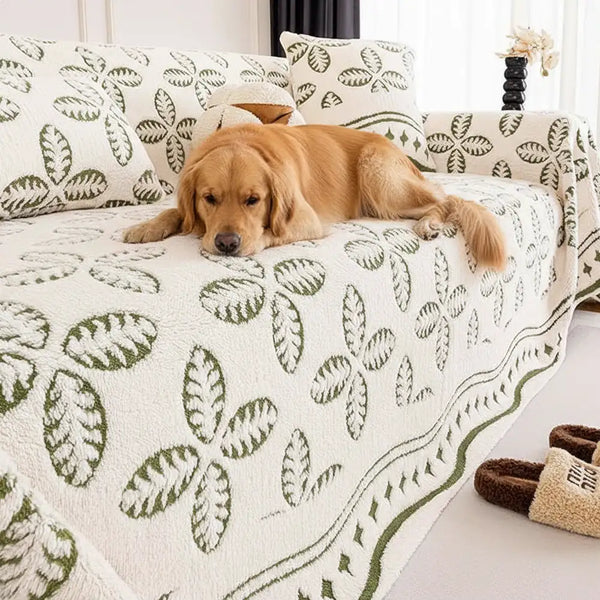 Thickened Jacquard Velvet Leaf Pattern Sofa Decoration Multi-Purpose Blanket Couch Cover