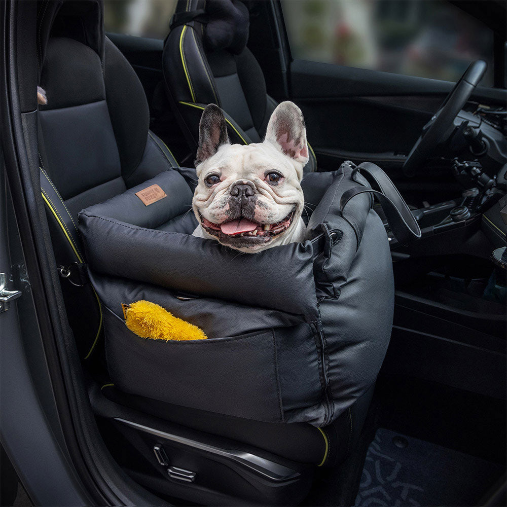 FUNNYFUZZY X VELOTRIC Deluxe Faux Leather Dog Car Seat Booster Bed - Urban Voyager