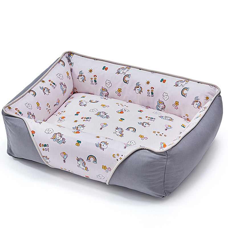 Cartoon Soft Neck Guard Dog Bed