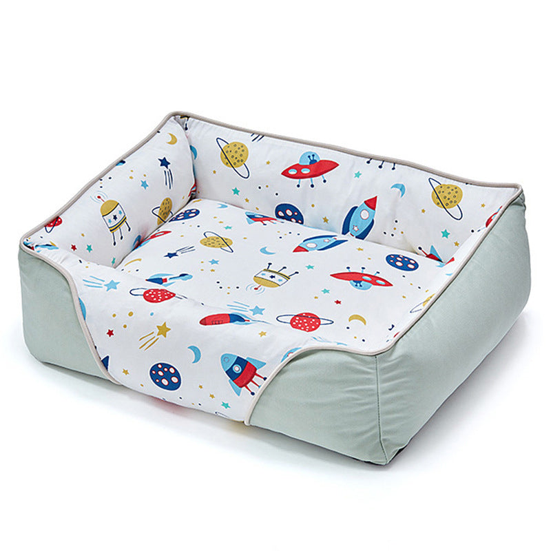 Cartoon Soft Neck Guard Dog Bed