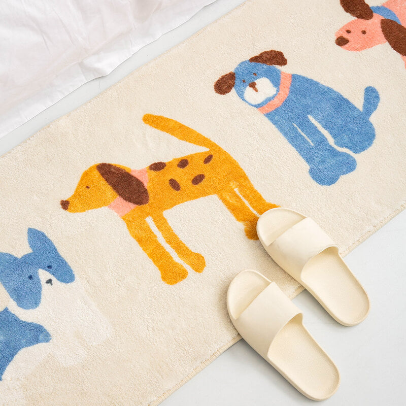 Adorable Cat & Dog Pattern Bedside Rug Pet Mat