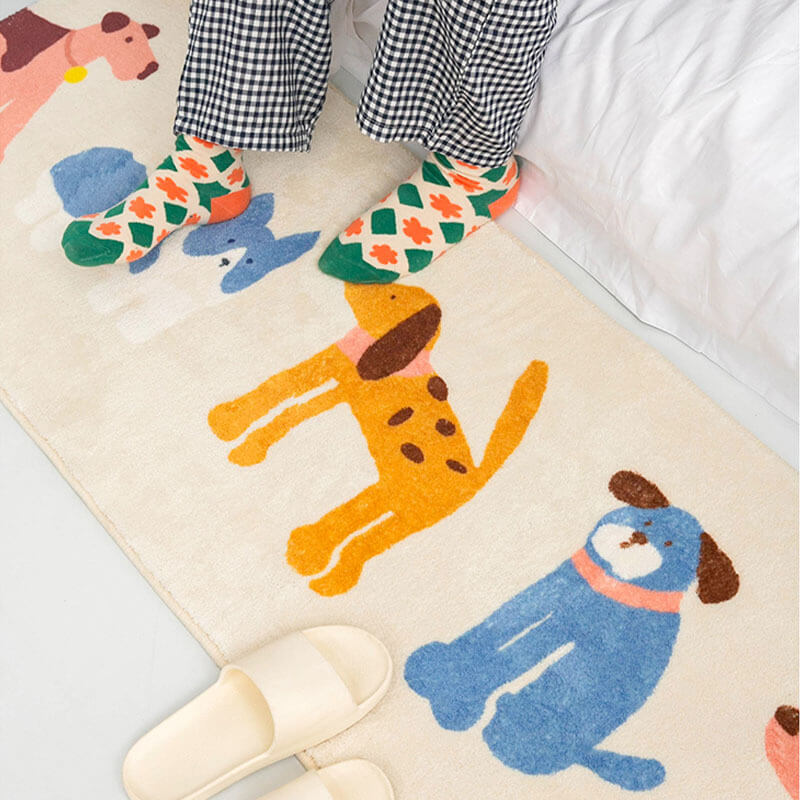 Adorable Cat & Dog Pattern Bedside Rug Pet Mat