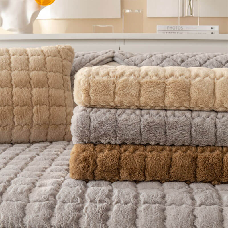 Biscuit Plush Soft Non-Slip Couch Cover