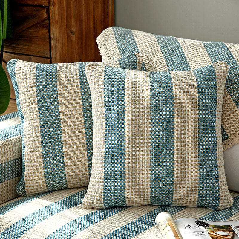 Cotton Linen Stripe Anti-scratch Furniture Protector Couch Cover