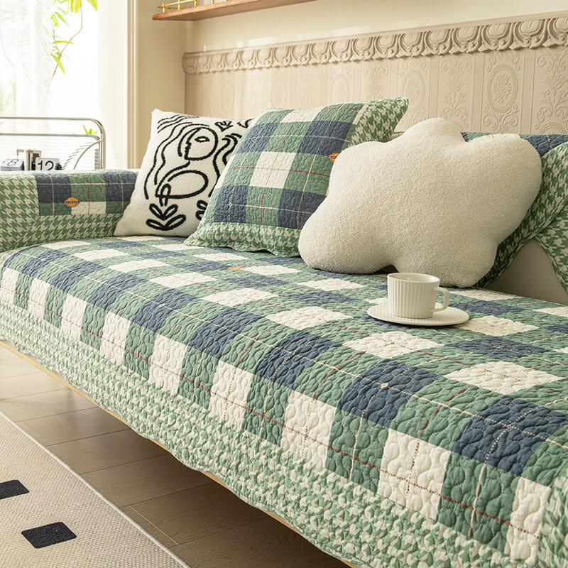 Cotton Plaid Anti-scratch Couch Cover