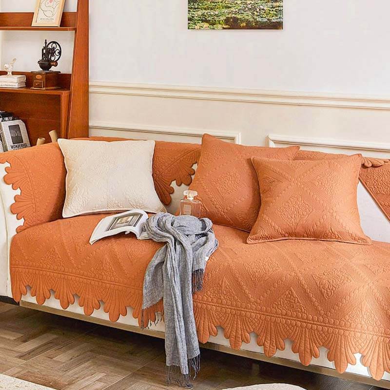 Fashion Leaf Trim Cotton Washable Couch Cover