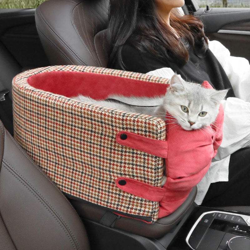 Houndstooth Lookout Console Bow Tie Pet Car Seat