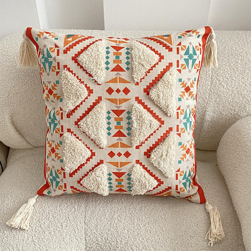 Moroccan-Inspired Decorative Throw Pillow with Tassel