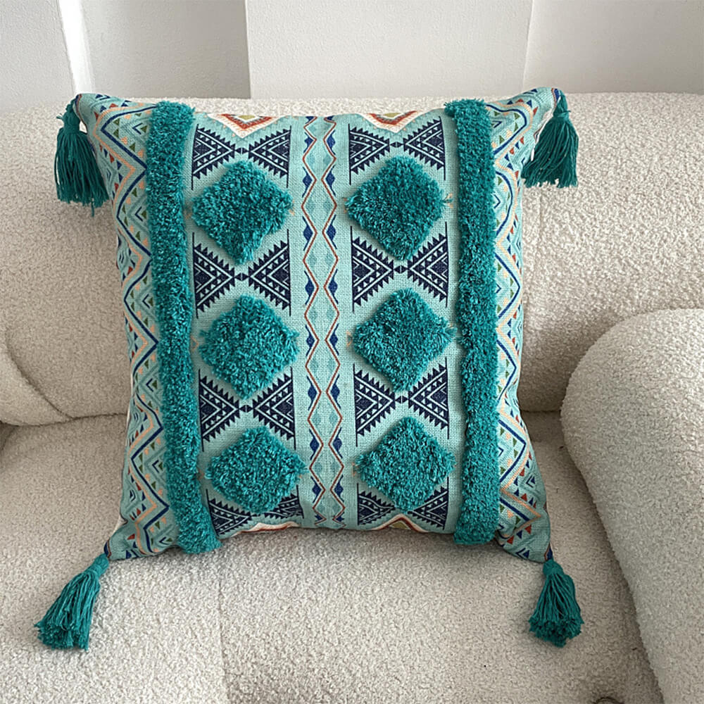 Moroccan-Inspired Decorative Throw Pillow with Tassel