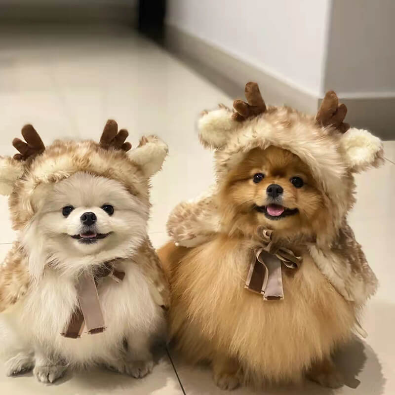 Pet Clothing Plush Elk Cape Dog & Cat Costumes Luxury Dog Gifts