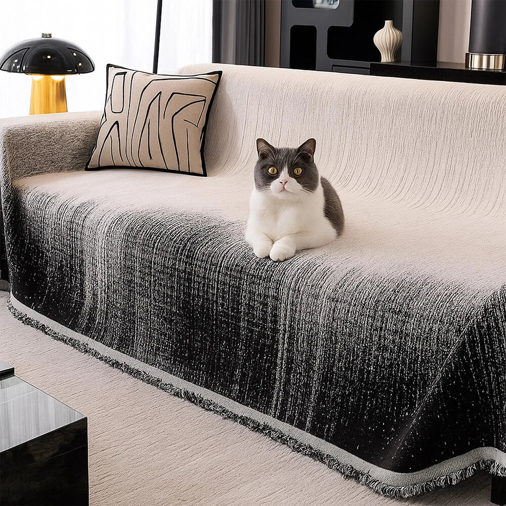 Modern Gradient Chenille Scratch-Resistant Throw Couch Cover