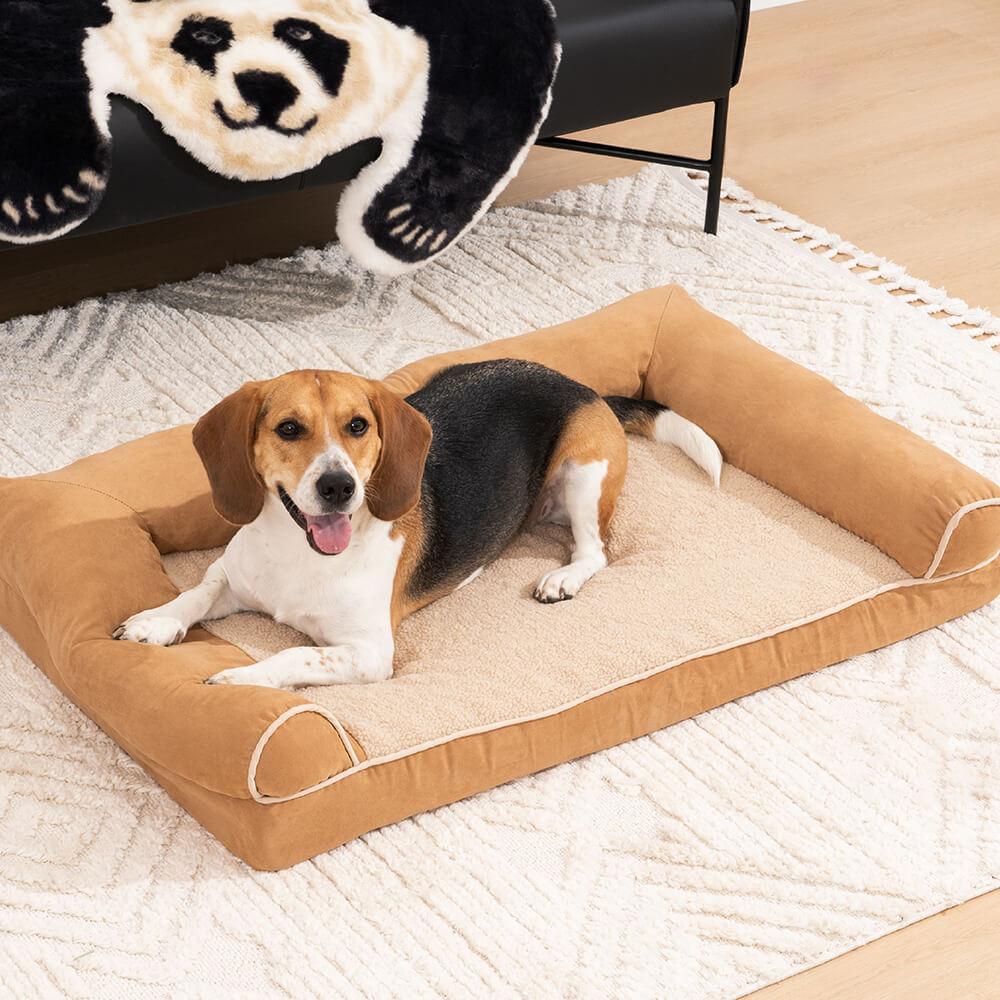 Faux Fleece & Suede Full Support Orthopedic Dog Bed