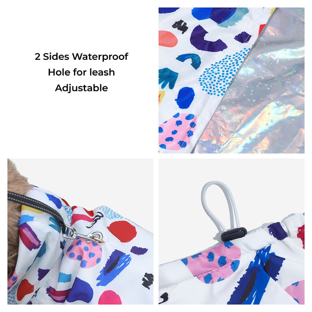 Reversible Waterproof Dog Rain Coat - Graffiti & Iridescent