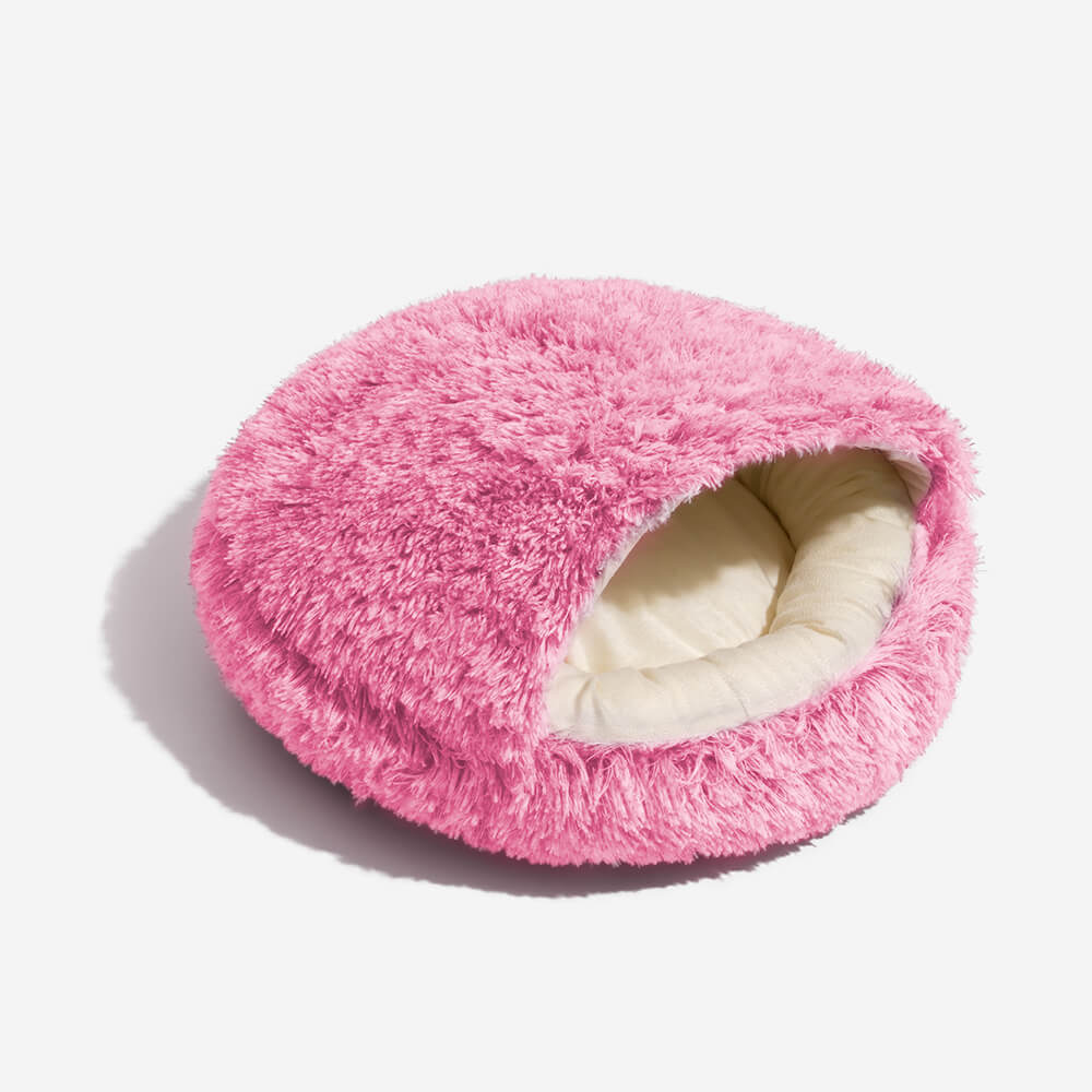 Calming Plush Semi-Enclosed Pet Nest Pita Bed For Dogs